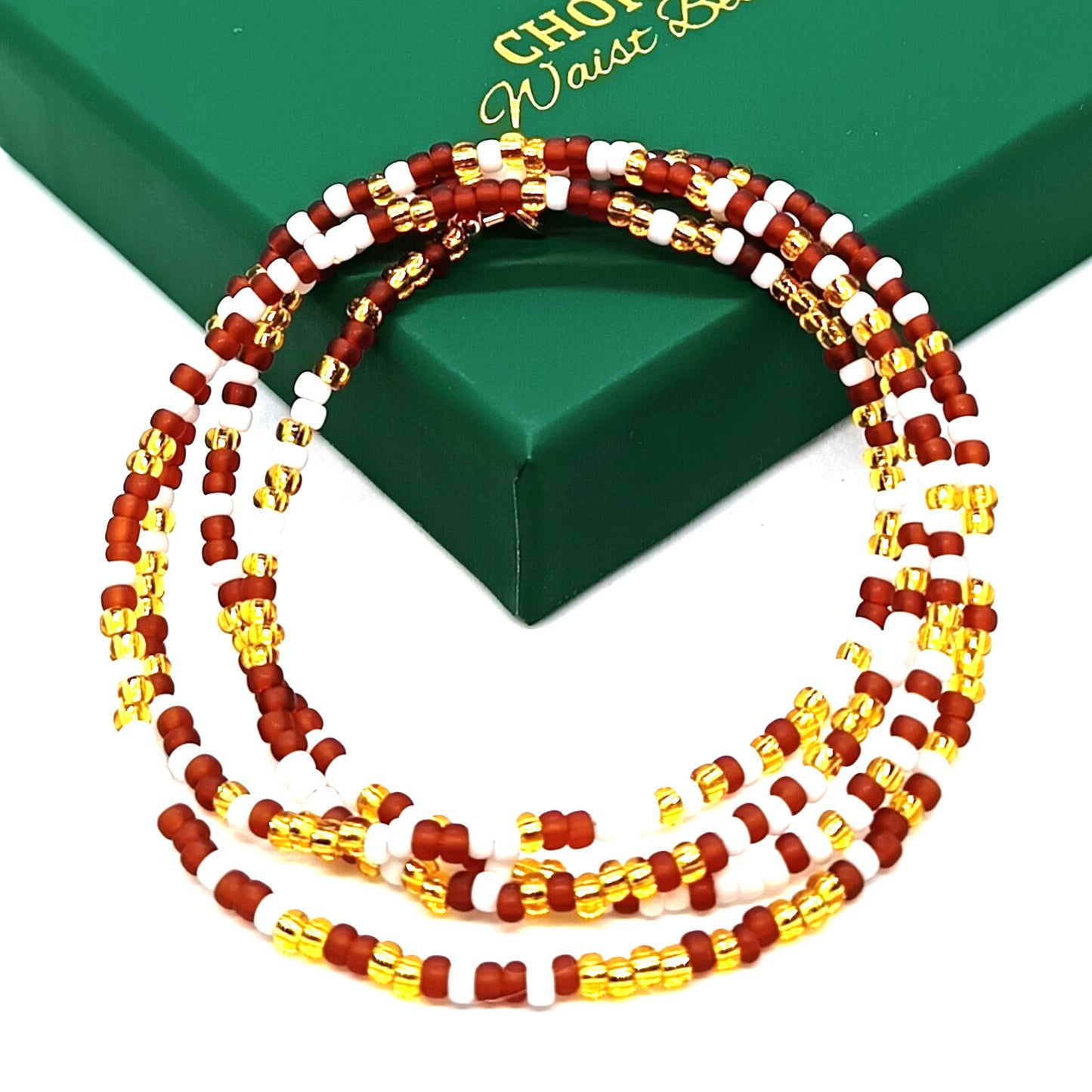 Brown White and Gold Waist Beads
