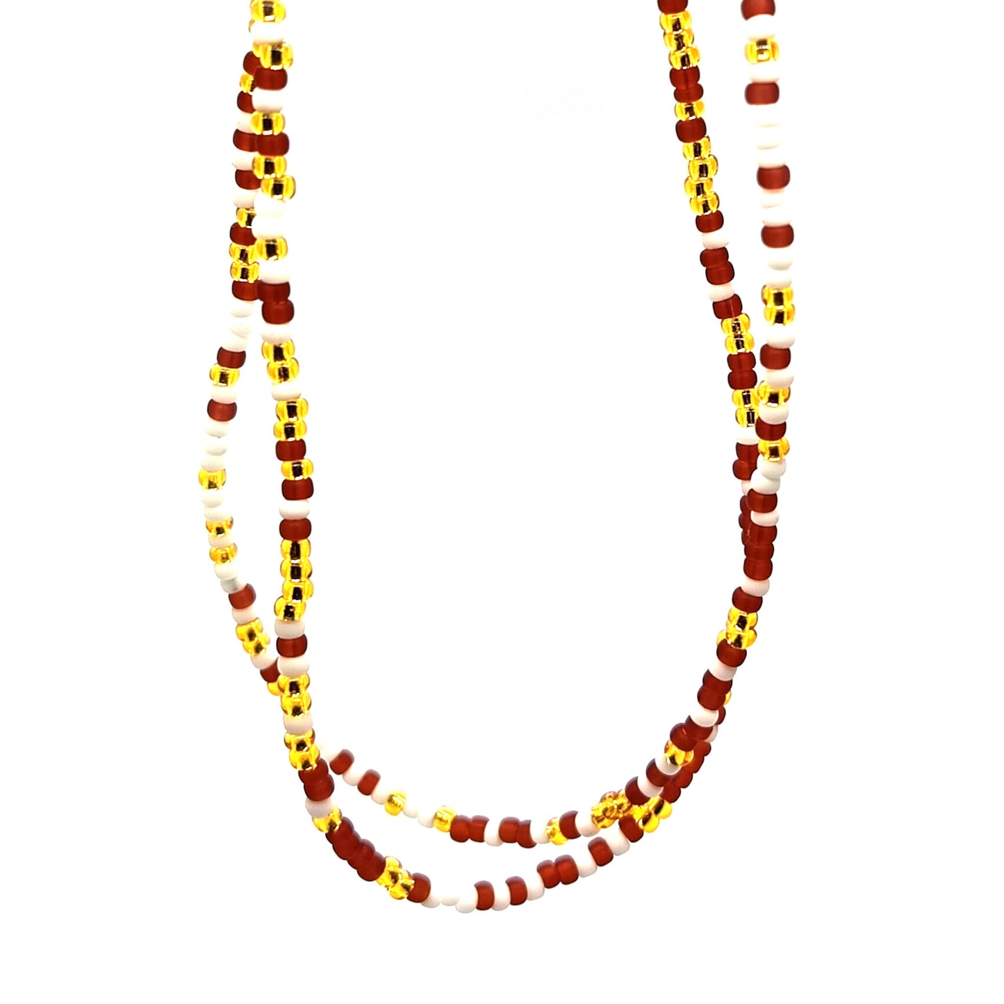 Brown White and Gold Waist Beads