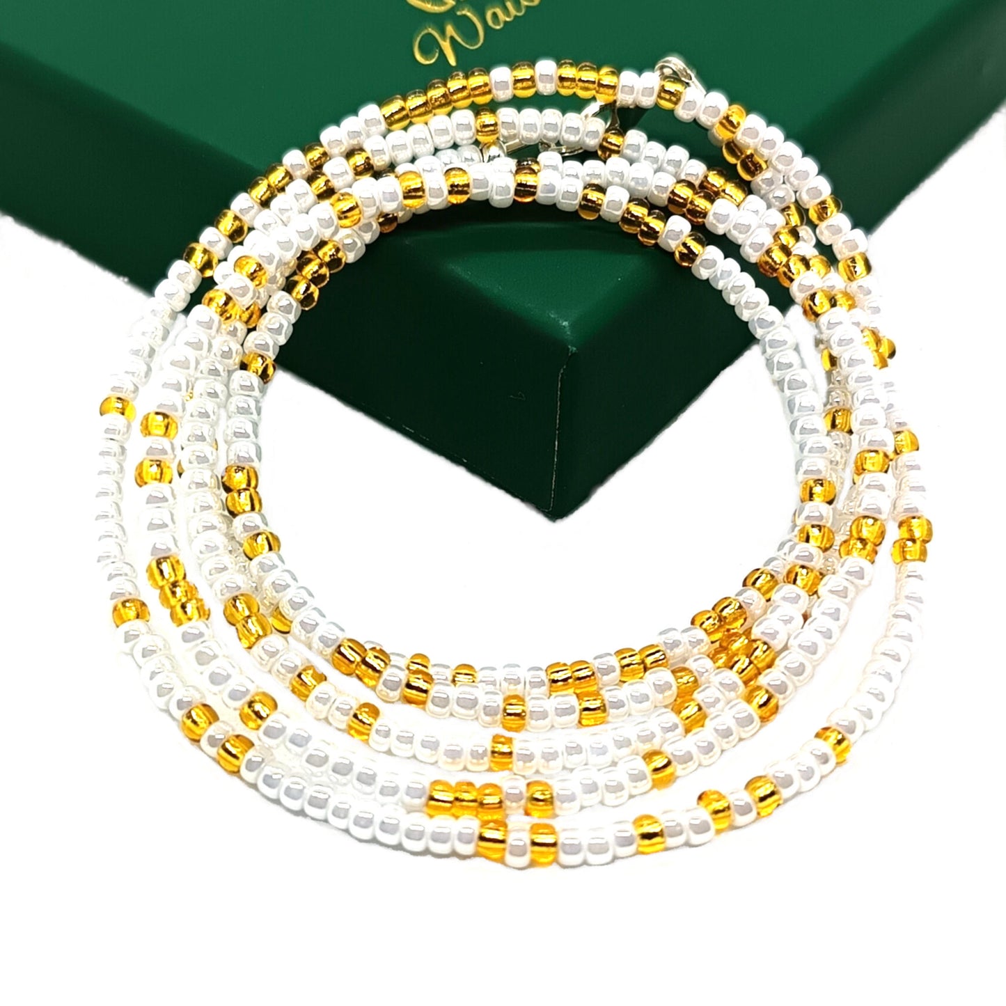 Ceylon White and Gold Waist Beads
