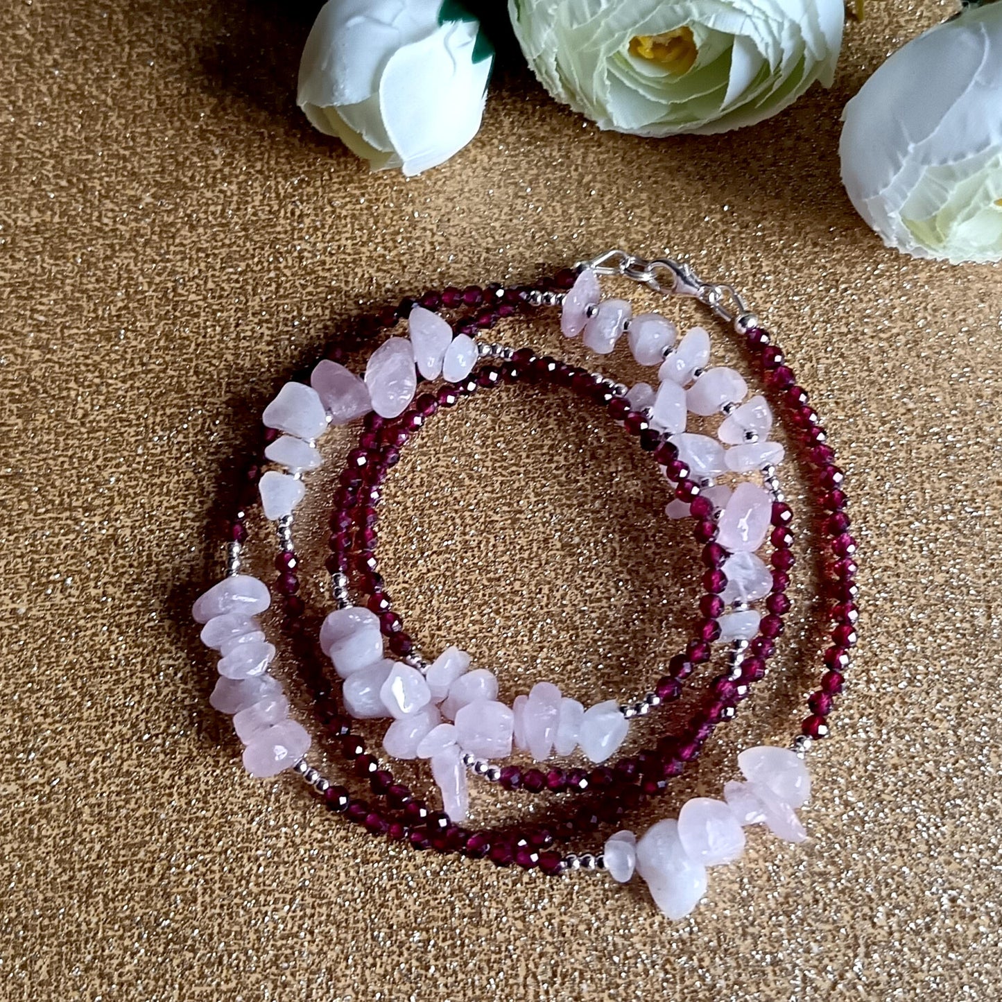 Garnet and Rose Quartz Waist Beads