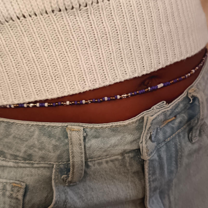 Purple White and Bronze Waist Beads