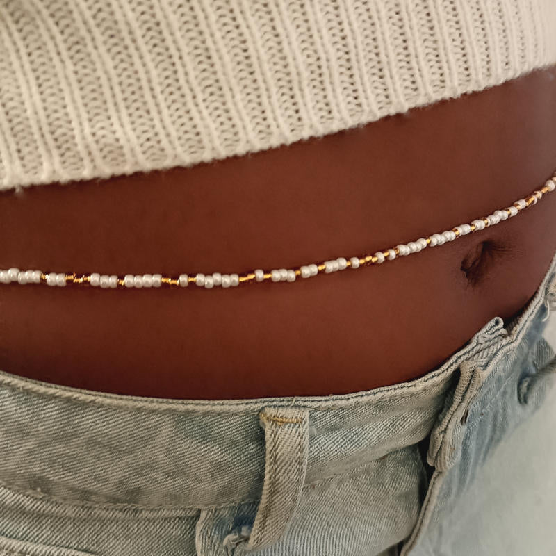 Ceylon White and Gold Waist Beads