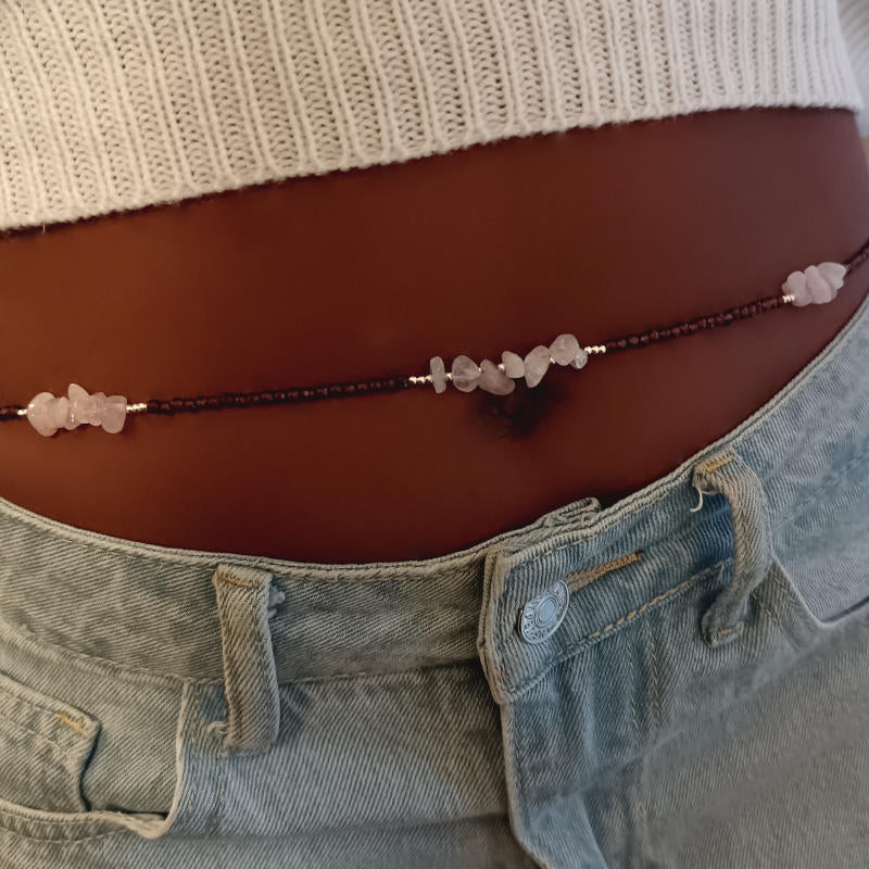 Garnet and Rose Quartz Waist Beads
