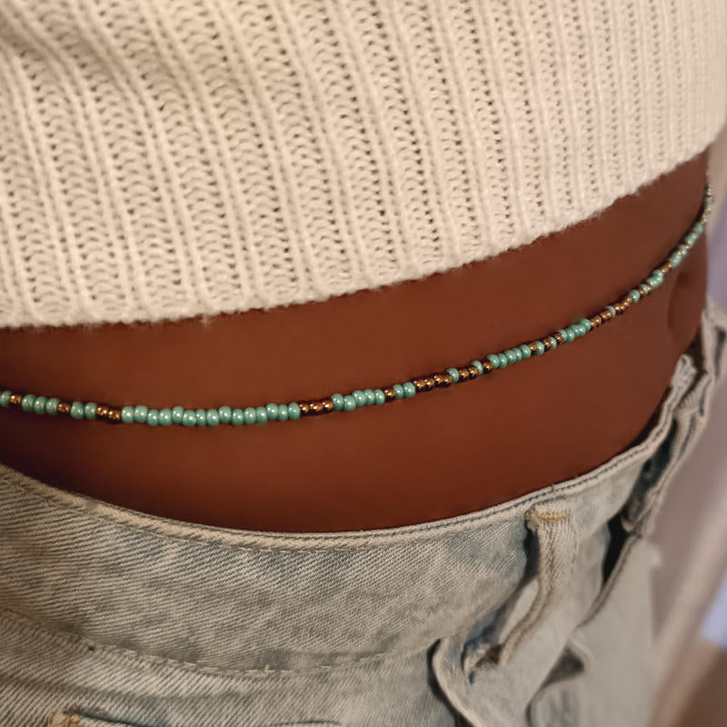 Turquoise and Bronze Waist Beads