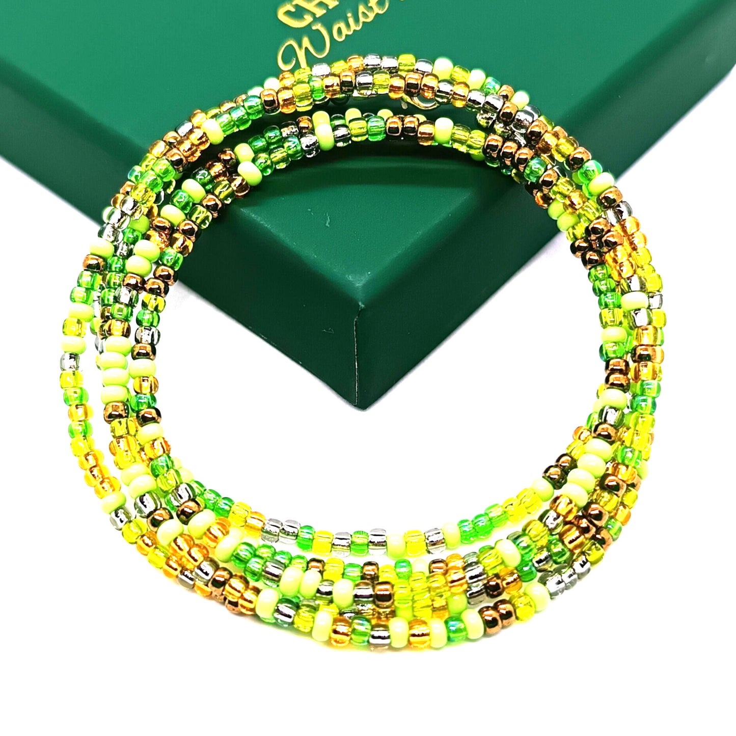 Multicolour Green Waist Beads