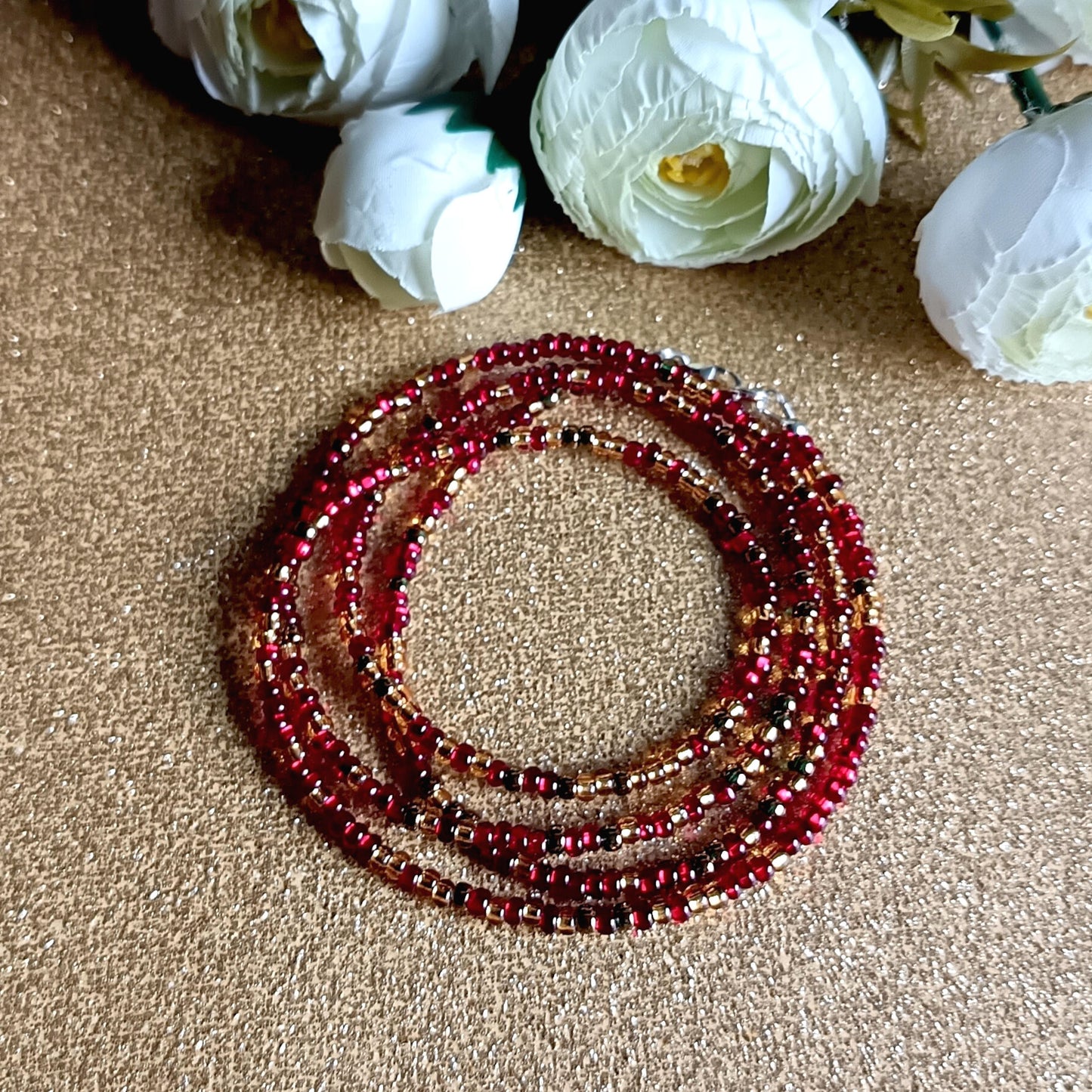 Red Gold and Bronze Waist Beads