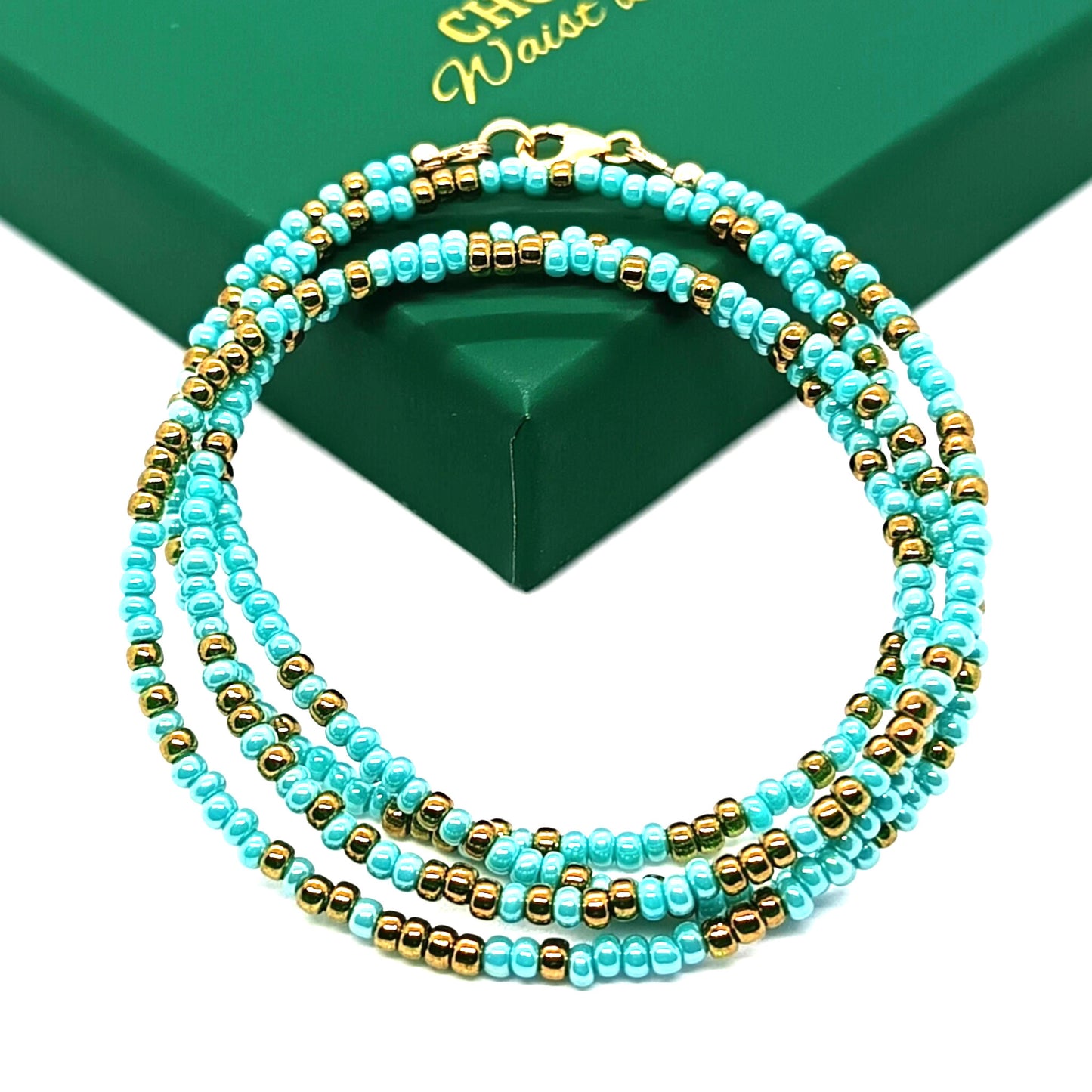 Turquoise and Bronze Waist Beads