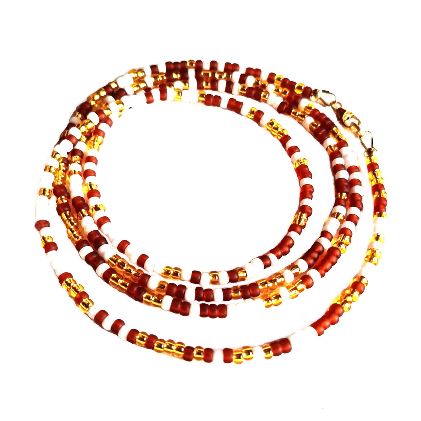 Brown White and Gold Waist Beads