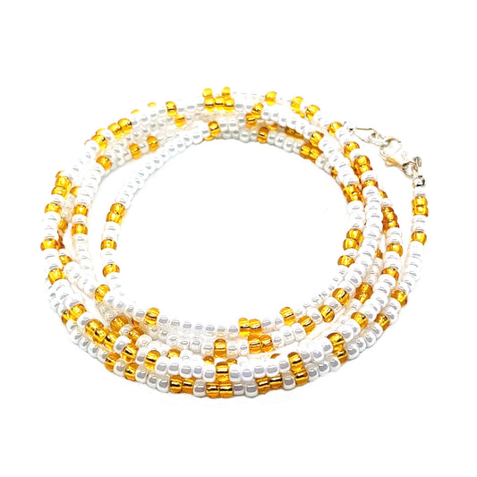 Ceylon White and Gold Waist Beads