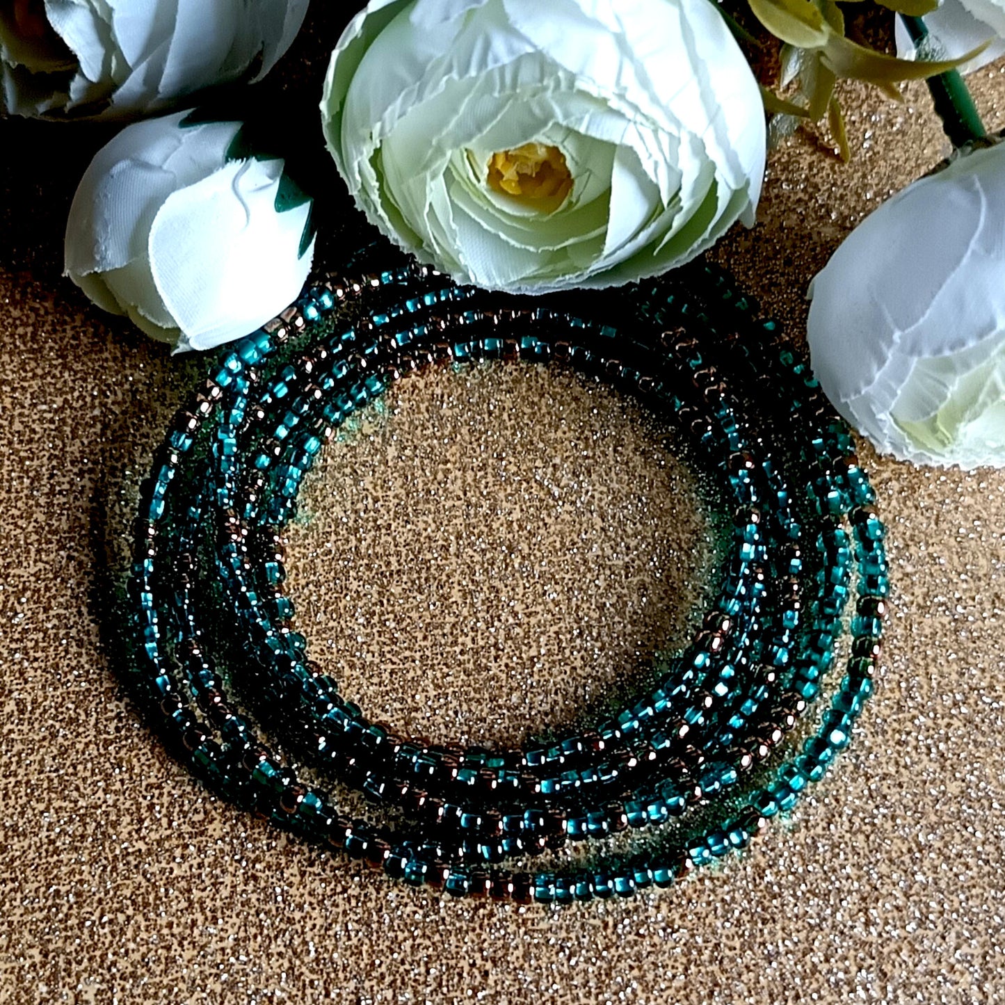 Emerald Green and Bronze Waist Beads