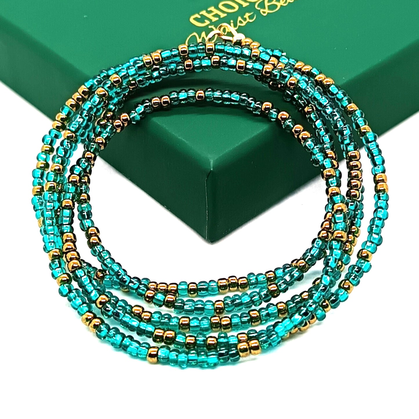 Emerald Green and Bronze Waist Beads