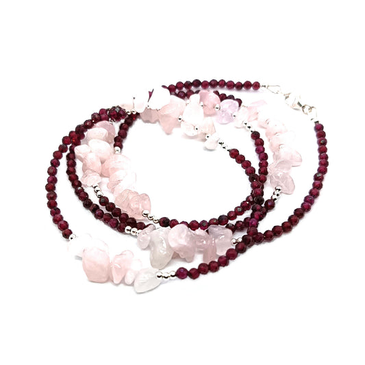 Garnet and Rose Quartz Waist Beads