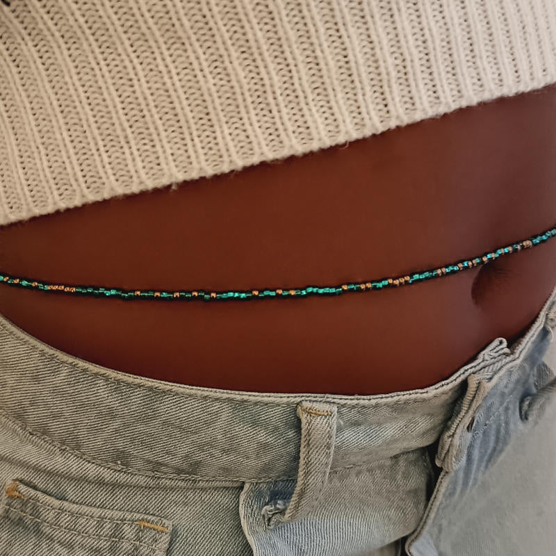 Emerald Green and Bronze Waist Beads