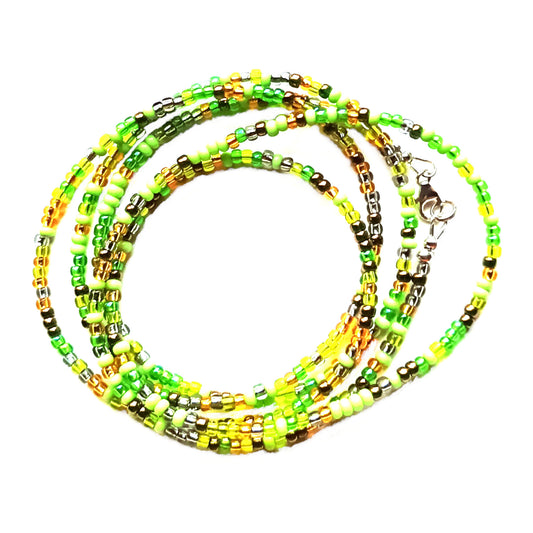 Multicolour Green Waist Beads