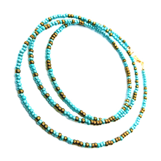 Turquoise and Bronze Waist Beads