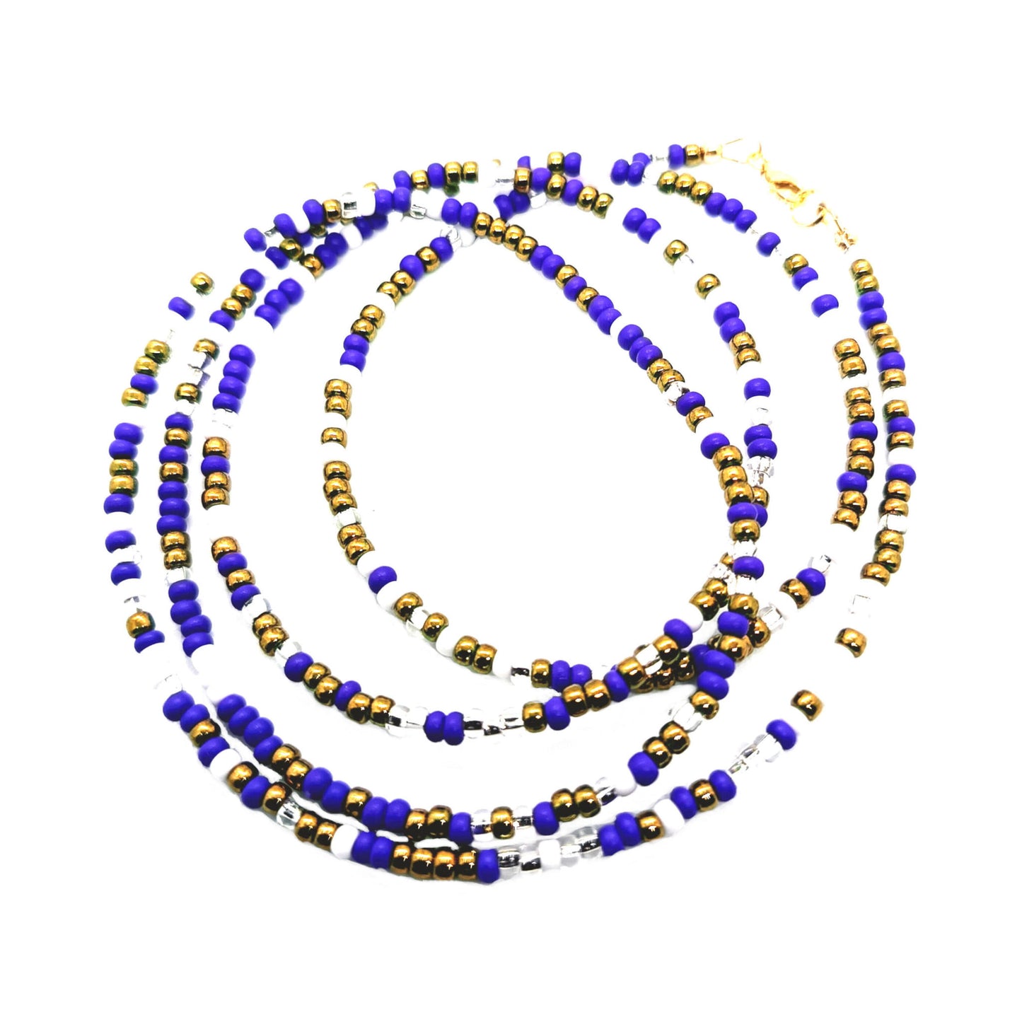Purple White and Bronze Waist Beads