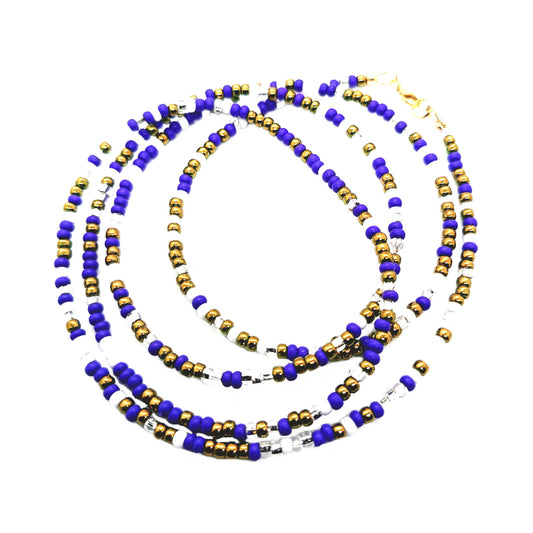 Purple White and Bronze Waist Beads